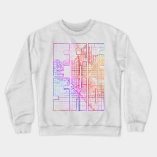 Fresno, USA City Map Typography - Colorful Crewneck Sweatshirt